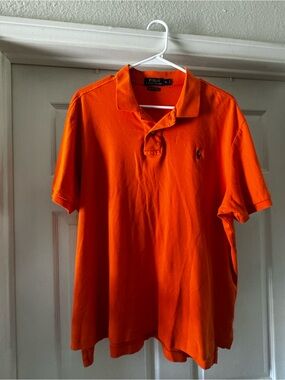 Ralph Lauren Orange Short-Sleeve Polo Shirt with Embroidered Pony